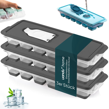 Eiswürfelform Silikon mit Deckel - 3 stück