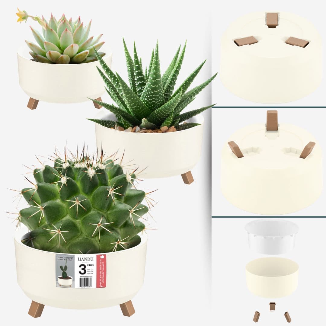 UANDU 3er Blumentopf Set, Blumentopf mit Füßen – uandu