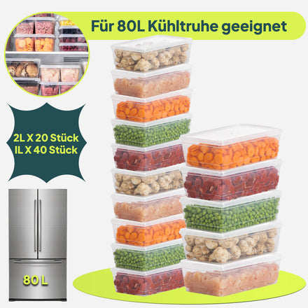 80L Gefrierbox Set 60St( je 40x1L & 20x2L) für 80L Gefrierschrank