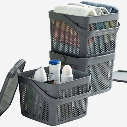 Kunststoff Korb Rattan - 12Lx3 set