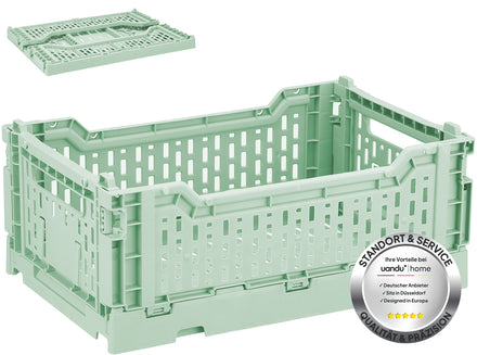 uandu Klappbox, Aufbewahrungskorb klein, Aufbewahrungsboxen, Einkaufskorb faltbar, Kiste, Klappboxen faltbar stabil, Klappkiste, Storage Boxes, Faltbox für Küche, Büro, Schrank, Klassenzimmer