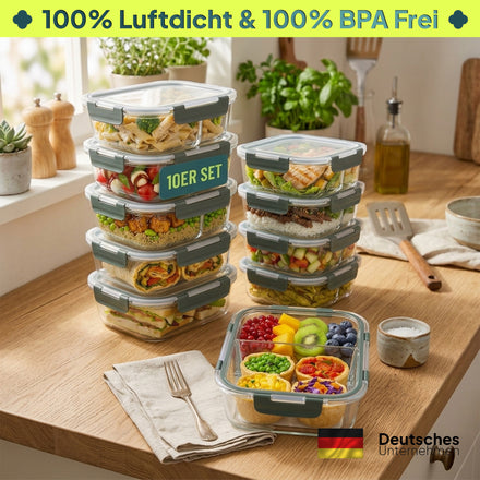 uandu Frischhaltedosen Glas mit Deckel - Große Set