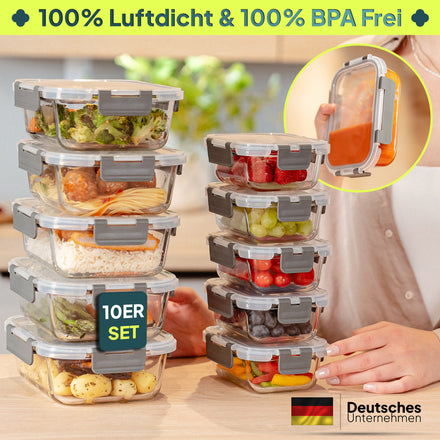 uandu Frischhaltedosen Glas mit Deckel - Große Set
