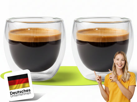 doppelwandige Espressotassen Glas Set 2x80ml