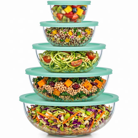 uandu 5er Glas-Salatschüssel Set mit Deckel