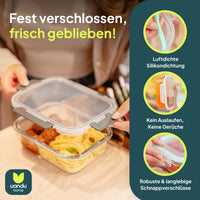 uandu Frischhaltedosen Glas mit Deckel - Große Set