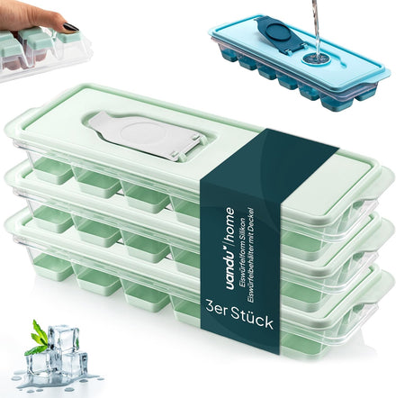 Eiswürfelform Silikon mit Deckel - 3 stück