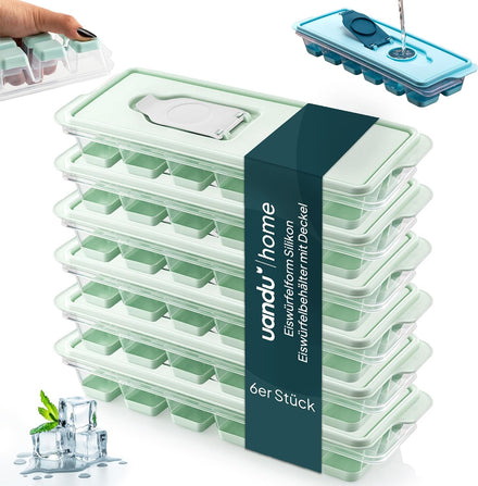 Eiswürfelform Silikon mit Deckel - 6 stück